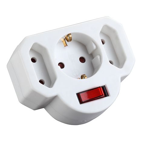 Adaptador 10/16A 3T con interruptor