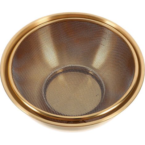 Passoire multifonctionnelle en acier inoxydable pour laver et cuire le riz, 19 x 19 x 9,5 cm, couleur dorée, lot de 2. (1/5)