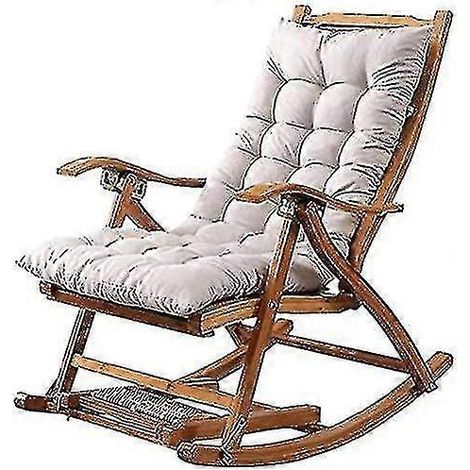 Fauteuil inclinable pliant long, coussin en coton, coussin en peluche, coussin pour chaise en bambou, chaise pliante en bois, coussin de haute qualité, gris, 1,2 mètre (1/3)