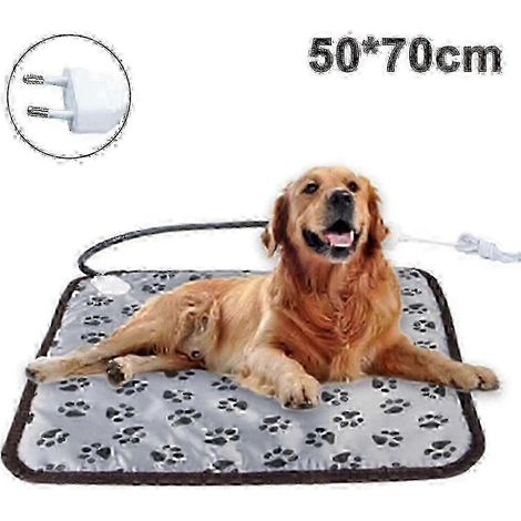 Tapis chauffant pour animaux de compagnie, coussin chauffant étanche, panneau chauffant, couverture électrique à température constante, protection anti-morsure, réglage de la température, prise FEU, 5 (1/4)