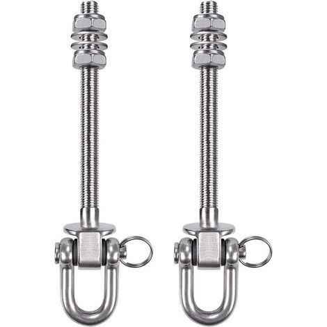 SELEWARE - Cintre Robuste en Acier Inoxydable - Capacité de 300kg - 23,5 cm x M10 - Crochets pour balançoire en Bois et en Acier - pour hamac de Yoga, hamac, Sac de Frappe, véranda (1/5)