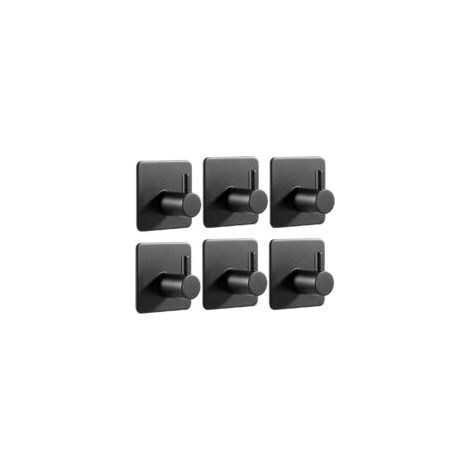 Schwarze Klebehaken, 6er-Set, Haken aus Edelstahl 304, kein Bohren erforderlich, Handtuchhalter aus Edelstahl für Zuhause, Küche, Bad und Büro. (1/5)