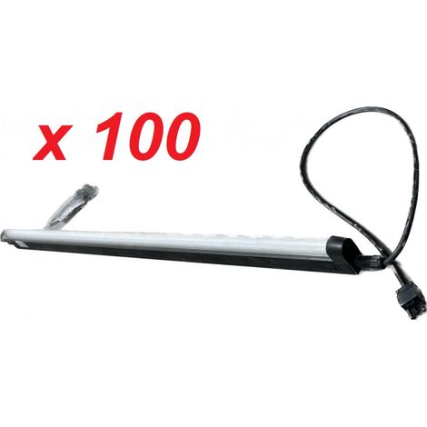 Lot de 100 reglettes fluo 36W noire 1200m tube 4000K 2000lm ballast 230V précablé connecteurs 3P IP20 + protection IK06 REGLIFT