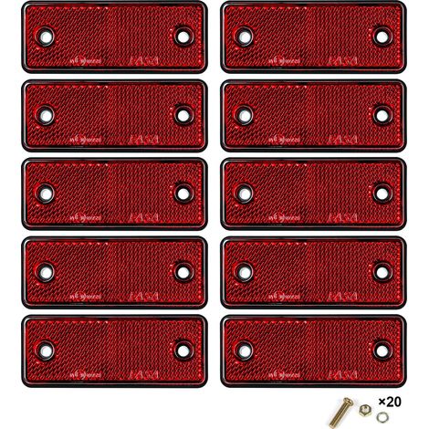 Lot de 10 réflecteurs rectangulaires à vis Rouges, poteaux de sécurité routière, réflecteurs arrière pour remorque Caravane Camion Tracteur Bateau Moto Poteau de clôture (1/5)