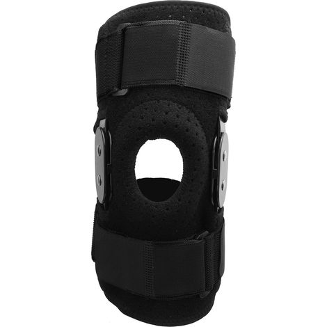 Genouillère de protection pliable en aluminium avec plaque absorbant les chocs, sangle antidérapante et respirante pour la course à pied, le basketball et l'équitation (noire). (1/5)