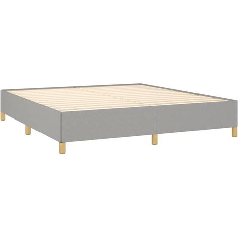 Sommier à lattes sur pieds cadre de lit 180x200 cm tissu gris clair TDL0207179