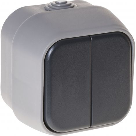 Doppio interruttore bert ip54 grigio 7x7x5 cm