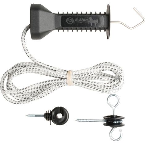 Set cancello con maniglia nera, corda elastica e ancora da 6m