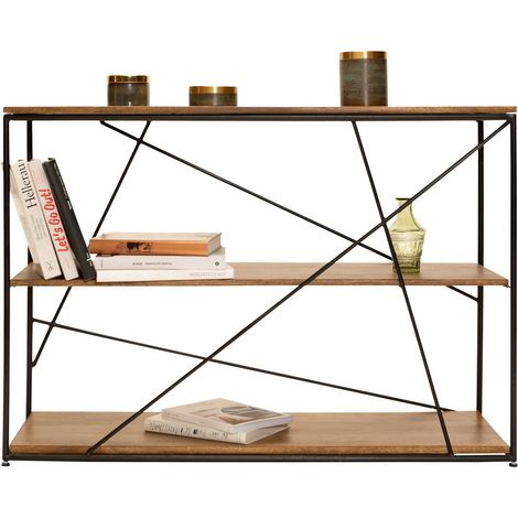 Étagère Bibliothèque en Bois de Manguier et Métal, Séparateur de Pièce Asymétrique - PANGIVO (1/5)