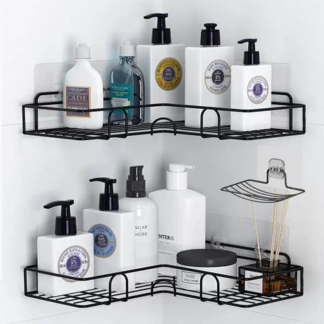 2 Pack Shower Caddy Set, Bathroom Storage Rack, Hanging Shower Caddy with Hooks/Soap Dish, No Drill Shower Holder, Bathroom Rack, Shower Storage, Dorm & Kitchen (1/5)