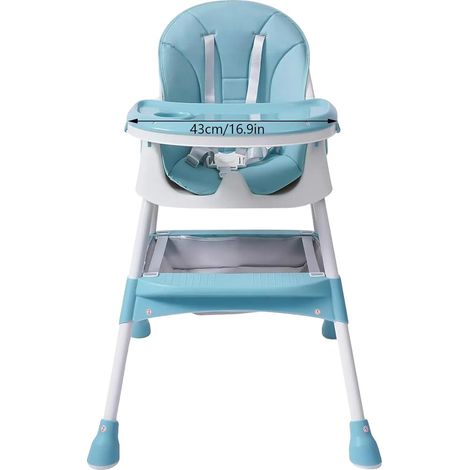 Chaise haute pour bébé, plateau réglable, harnais de sécurité, vert clair (1/2)