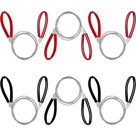 6 Pièces Scie à Fil en Acier Inoxydable, 70cm Scie à Main à Chaîne avec Passants, Tronçonneuse de Survie, Pocket Chainsaw pour Bois/Plastique/Caoutchouc, pour l'extérieur le Camping Randonnée (1/5)