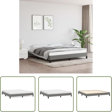 The Living Store Cadre de lit sans matelas gris foncé 160x200 cm tissu - Cadre De Lit - Lit Double - Literie - Meuble Chambre - Chambre À Coucher (1/5)