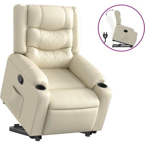 Fauteuil de Salon,Chaise,Fauteuil inclinable Crème Similicuir CFW593871 (1/5)
