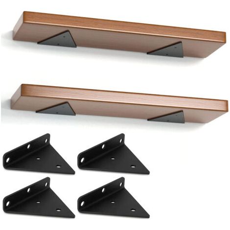 royaluxe-Lot de 4 Support Etagere Triangle, 8CM Supports D'étagère Flottant en Fer, Support Étagère Mural en Métal Pour Étagères Ouvertes de Bricolage