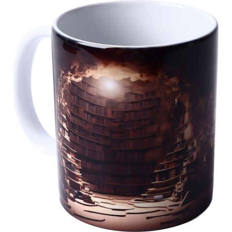 Tasse à café 3D motif bibliothèque, tasse en céramique résistante à la chaleur, gobelet multifonction pour la maison, dortoir, bureau, type 4 (1/5)