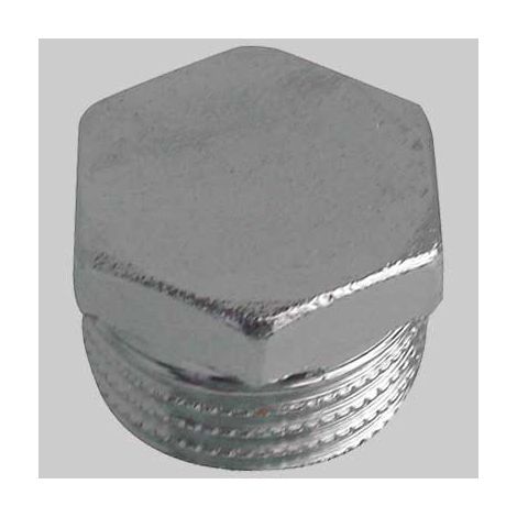 TAPPO MASCHIO ESAGONALE OTTONE CROMATO  3/8     MADE IN ITALY