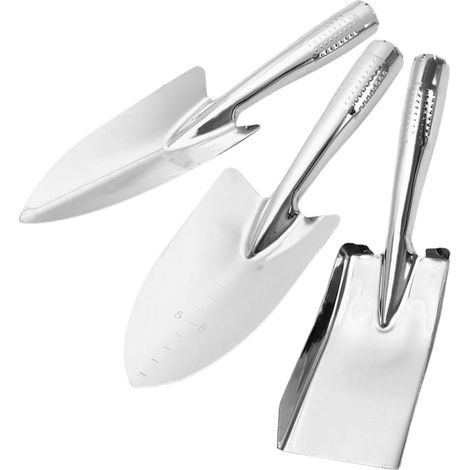 Lot de 3 Petites Pelles de Jardinage en Acier Inoxydable, Outil Multifonction pour Planter et Désherber, Ergonomique et Compact, pour Jardin, Parterres et Plantation en Extérieur (1/5)