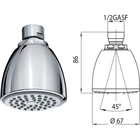 Soffione Ovo-Gom/2 autopulente con snodo 1/2"F I00328000030004 - -  BOSSINI - -