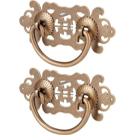YOSOO Poignée creuse 2 Ensembles Poignées Creuses Antiques Poignée de Tiroir en Cuivre d\'Armoire Accessoires de Meubles (1/4)