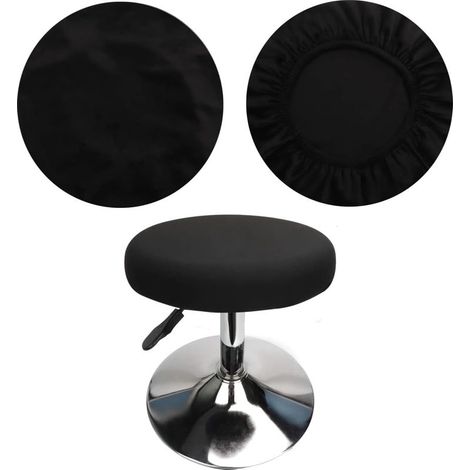 Housse de tabouret rond noire 30-40 cm - Housse de tabouret de bar en velours extensible, lavable, facile d'entretien, douce et résistante.