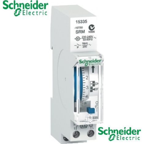 Schneider Electric – Interrupteur horaire mécanique 18mm 1 canal 24h – Courant 16A – Rail DIN – Précision +/- 1s/jour – IP20 – Blanc RAL 9003