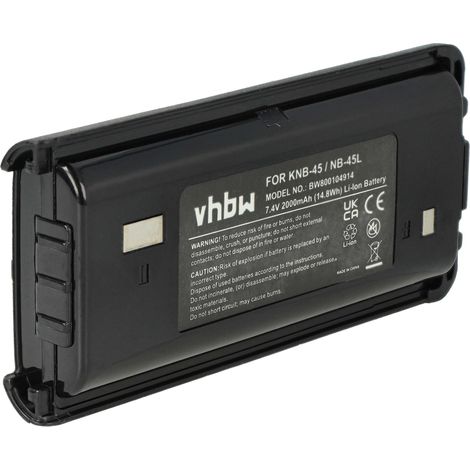 vhbw Akku kompatibel mit Kenwood TK-3301T, TK-3302E, TK-3302E3, TK-3302T, TK-3302UK Funkgerät, Walkie Talkie (2000mAh, 7,4V, Li-Ion)