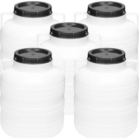 Garronda réservoir d'eau de 5 x 20 litres, Baril Alimentaire, fût à Large Ouverture en HDPE et sans BPA, tonneau de Jardin, bac à Aliments pour Animaux, conteneur d'eau, tonneau Universel GD-0078, Bla