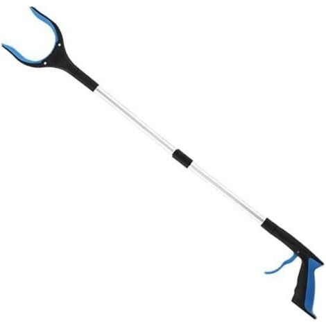 Pince de préhension robuste – ramasse-litière, outil à bras long Aide atteindre la mobilité pliable pour les personnes âgées, griffe poubelle d'extérieur 83 cm, bâton ramassage déchets bleu -
