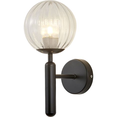 Applique murale intérieure design scandinave fer verre couleur au choix globe salon chambre couloir 32x20x15 cm E26/E27 sans ampoule 1 pièce (1/3)