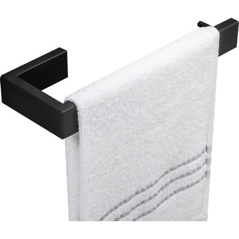 Porte-serviettes mural pour salle de bain, porte-serviettes en acier inoxydable noir mat, 1 paquet (1/5)
