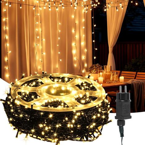 500 LED Guirlande Lumineuse, 100 m, 8 modes réglables, IP44, blanc chaud, décoration intérieure et extérieure pour Noël et événements (1/5)