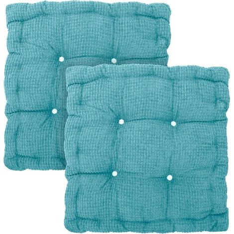 Coussin de siège de jardin pour extérieur, set de 2 coussins pour chaise 40 x 40 cm, pour intérieur et extérieur en coton, rembourrage épais matelassé, coussin de sol pour chaise de jardin (1/5)