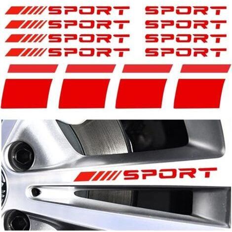 12PCS Autocollants Réfléchissants pour Jantes de Voiture, Logo de Pneu Sport Emblem Stripes, Roue Autocollant de Lettre de Voiture, Bandes de Décalcomanies pour Jantes de Voiture(Rouge) (1/5)