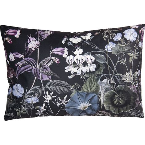 Coussin décoratif 60x40 cm noir à motif floral baroque avec housse et rembourrage synthétique - PANGIVO (1/2)