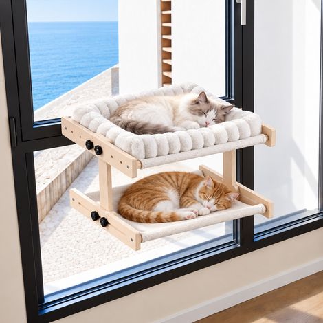 Hamac de radiateur pour chat, Lit pour chat et radiateurs, Perchoir Chat Fenetre, Fauteuil pour chat Conception à double couche (1/5)
