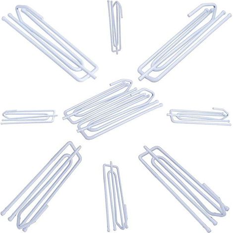 Vorhanghaken und Zubehör aus weißem Edelstahl für den Einzelhandel, Metall-Vorhanghaken mit Rollen und Vierzackhaken (15 Stück) (1/5)
