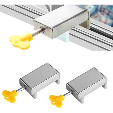 Verrou Baie Vitrée Coulissante, 2PCS Bloque Porte Coulissante Avec Clés, Fenêtre Coulissante Fermeture Serrure, Bloc Baie Vitrée Coulissante, Convient Aux Fenêtres Et Portes Coulissantes (1/5)