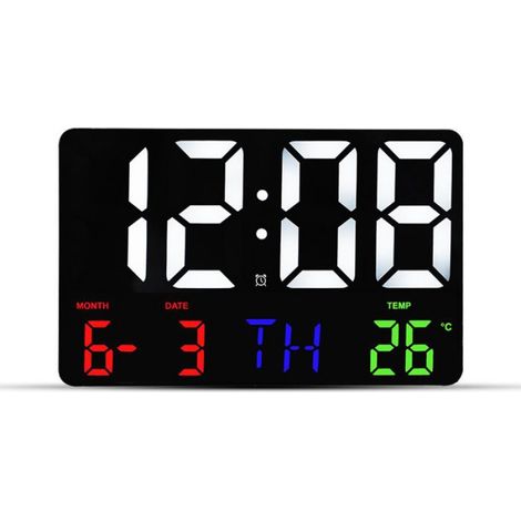 Horloge Numerique Murale - Led - Luminosite Reeglable - Pour Salle De Sejour Bureau Chambre - 1 Unite