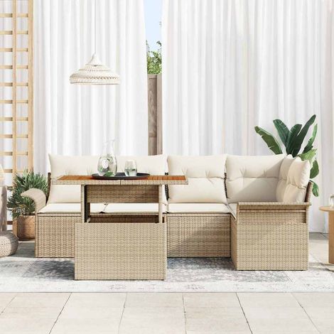 Set Divano da Giardino 6 pz Beige Poly Rattan vidaXL (1/5)