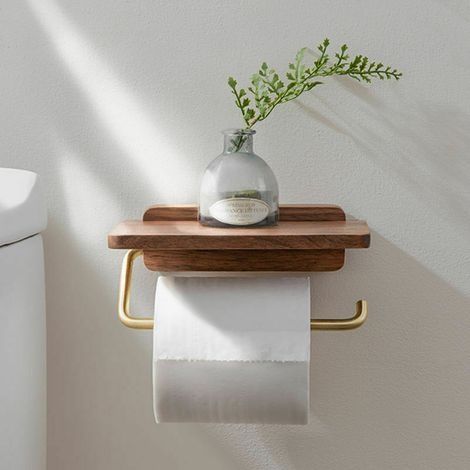 Porte-rouleau de papier toilette porte-serviettes en papier toilette mural sans poinçon boîte de papier toilette téléphone portable porte-papier toilette support bois