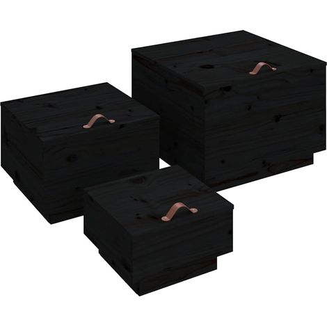 Maison Exclusive - Cajas de almacenaje con tapa 3 pzas madera mac (1/5)