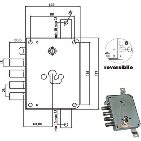 Serrure Sic.Triplice Cil. E63 Rce664/280 Moia
