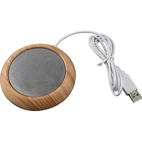 Chauffe-tasses à café, chauffe-tasses électrique USB, plaque chauffante pour boissons au thé au lait et autres (aspect bois). (1/3)