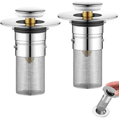 2 Pièces Bouchon Lavabo Salle de Bain, Bouchon de Lavabo Universel Pop Up 34-40mm Bonde de Lavabo (1/5)