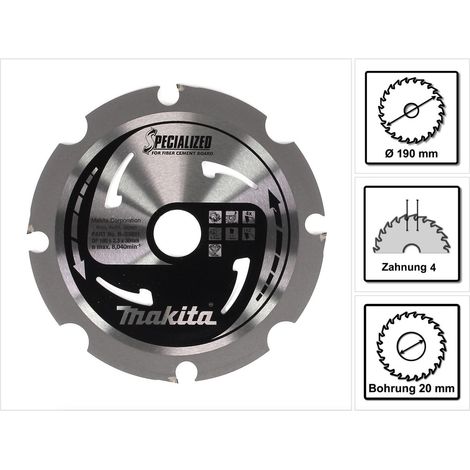Lama per sega MAKITA PCD per pannelli in fibrocemento 190 x 30 mm, 4 denti B-33691 (1/5)