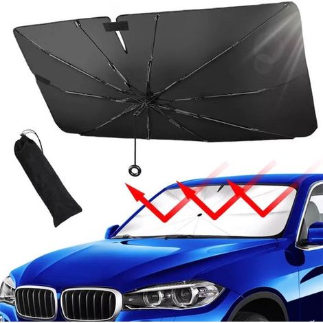 Parasole per parabrezza auto. Mantiene fresco l'abitacolo. 140 x 80 cm. Include custodia protettiva. (1/5)