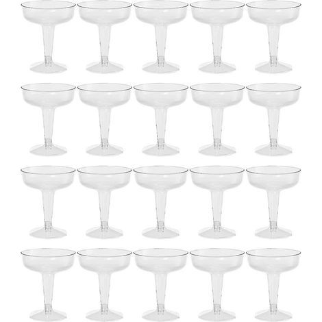 Lot de 20 flûtes à champagne en plastique transparent – Design élégant pour fêtes – Réutilisables et faciles à nettoyer (1/5)