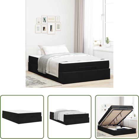Matelas en mousse -  Cadre de lit avec matelas avec matelas 2 pcs Noir Velours (1/5)