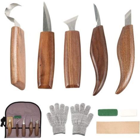 10-Piece Carbon Steel Wood Carving Tools Set with Hook Knife and Carving Knife – Professional Wood Engraving Tools for Woodworking